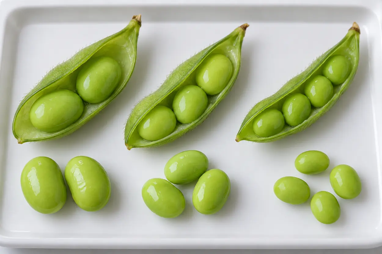 Opened pods and kernels can be compared under the same light before a sample is approved.